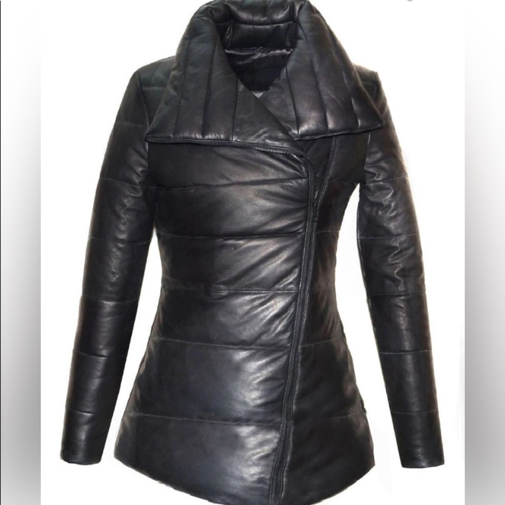 Lamb Leather Puffer Jacket